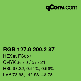カラーコード: RGB 127.9 200.2 87 | qconv.com