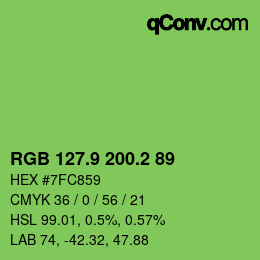 カラーコード: RGB 127.9 200.2 89 | qconv.com