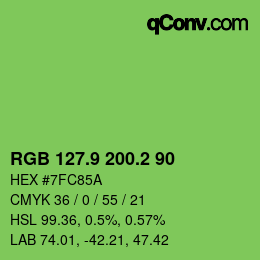 カラーコード: RGB 127.9 200.2 90 | qconv.com
