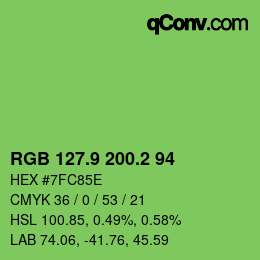 カラーコード: RGB 127.9 200.2 94 | qconv.com