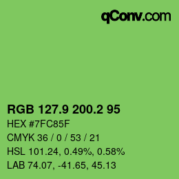 カラーコード: RGB 127.9 200.2 95 | qconv.com