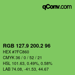カラーコード: RGB 127.9 200.2 96 | qconv.com