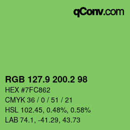 カラーコード: RGB 127.9 200.2 98 | qconv.com