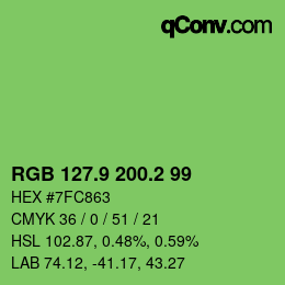 カラーコード: RGB 127.9 200.2 99 | qconv.com