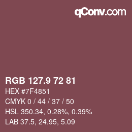 Color code: RGB 127.9 72 81 | qconv.com