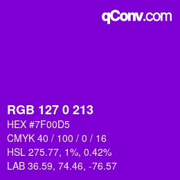 Color code: RGB 127 0 213 | qconv.com
