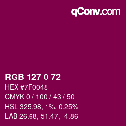 Color code: RGB 127 0 72 | qconv.com