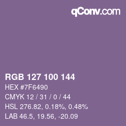 Farbcode: RGB 127 100 144 | qconv.com