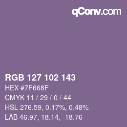 Farbcode: RGB 127 102 143 | qconv.com