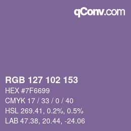 Color code: RGB 127 102 153 | qconv.com