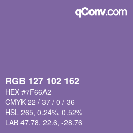 Color code: RGB 127 102 162 | qconv.com