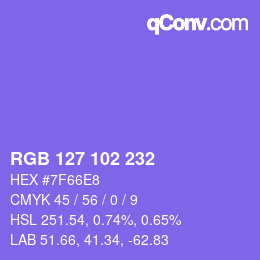 Color code: RGB 127 102 232 | qconv.com
