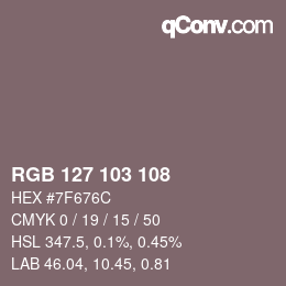 颜色代码: RGB 127 103 108 | qconv.com