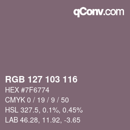 Color code: RGB 127 103 116 | qconv.com