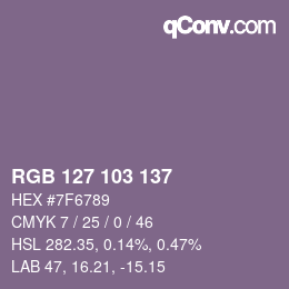 颜色代码: RGB 127 103 137 | qconv.com