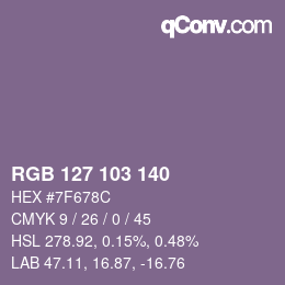 Color code: RGB 127 103 140 | qconv.com