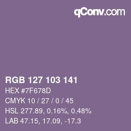 カラーコード: RGB 127 103 141 | qconv.com
