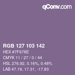 Color code: RGB 127 103 142 | qconv.com