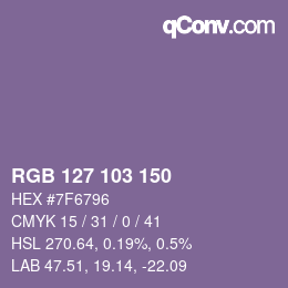 颜色代码: RGB 127 103 150 | qconv.com