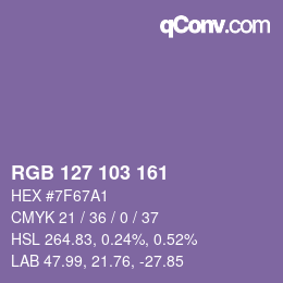 Color code: RGB 127 103 161 | qconv.com