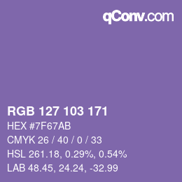 Color code: RGB 127 103 171 | qconv.com