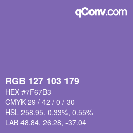 Color code: RGB 127 103 179 | qconv.com