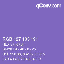 カラーコード: RGB 127 103 191 | qconv.com