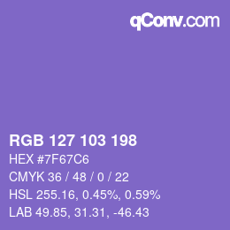 Color code: RGB 127 103 198 | qconv.com