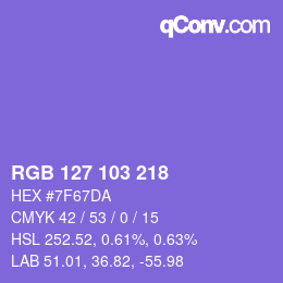 Color code: RGB 127 103 218 | qconv.com