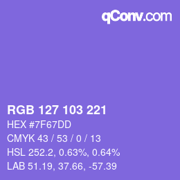 Color code: RGB 127 103 221 | qconv.com