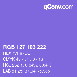 Color code: RGB 127 103 222 | qconv.com