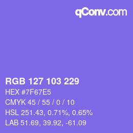 カラーコード: RGB 127 103 229 | qconv.com
