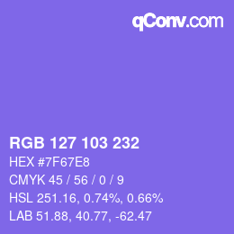 Color code: RGB 127 103 232 | qconv.com