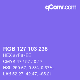 Color code: RGB 127 103 238 | qconv.com