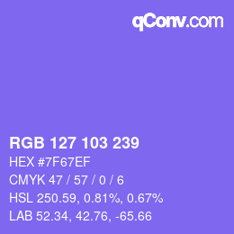颜色代码: RGB 127 103 239 | qconv.com