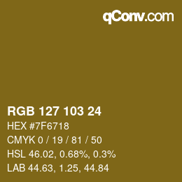 Color code: RGB 127 103 24 | qconv.com