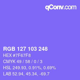 カラーコード: RGB 127 103 248 | qconv.com