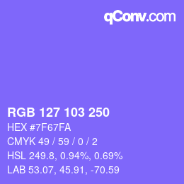 Color code: RGB 127 103 250 | qconv.com