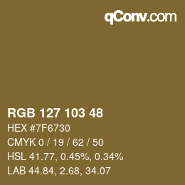 颜色代码: RGB 127 103 48 | qconv.com