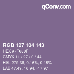 Código de color: RGB 127 104 143 | qconv.com