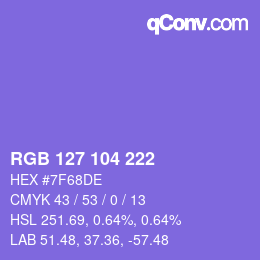 Color code: RGB 127 104 222 | qconv.com