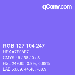 Color code: RGB 127 104 247 | qconv.com