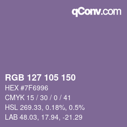 カラーコード: RGB 127 105 150 | qconv.com