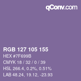 颜色代码: RGB 127 105 155 | qconv.com