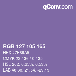 Color code: RGB 127 105 165 | qconv.com