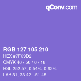 カラーコード: RGB 127 105 210 | qconv.com