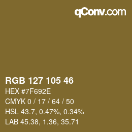 Color code: RGB 127 105 46 | qconv.com
