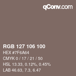 Code couleur: RGB 127 106 100 | qconv.com