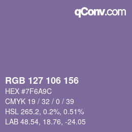 カラーコード: RGB 127 106 156 | qconv.com