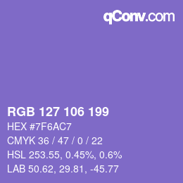 Color code: RGB 127 106 199 | qconv.com